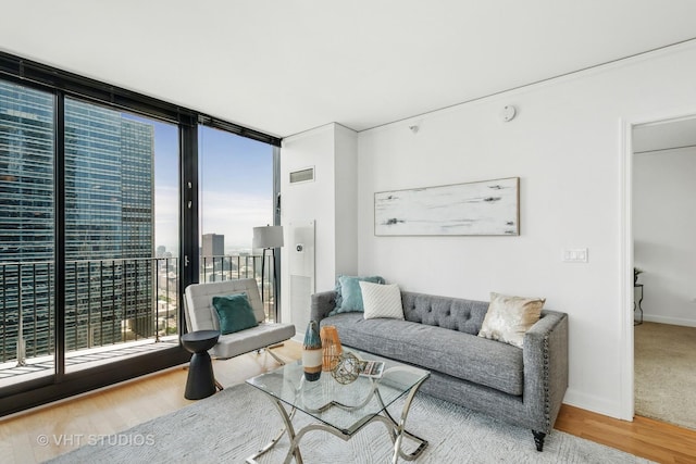 225 N Columbus Dr Unit 5610, Chicago, IL 60601 - living area featuring wood finished floors and a wall of windows