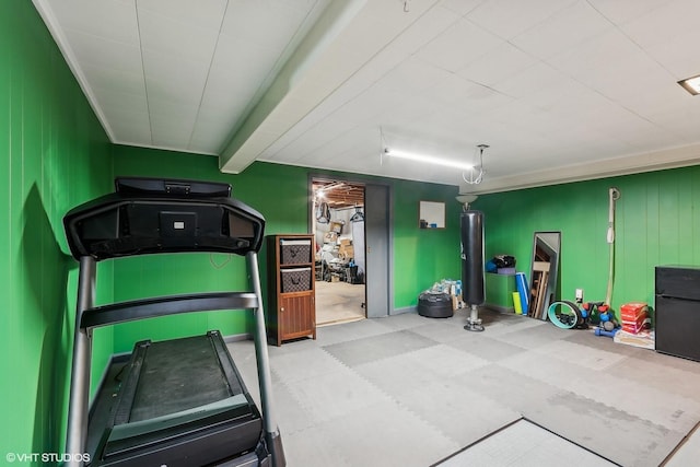 exercise room with light floors