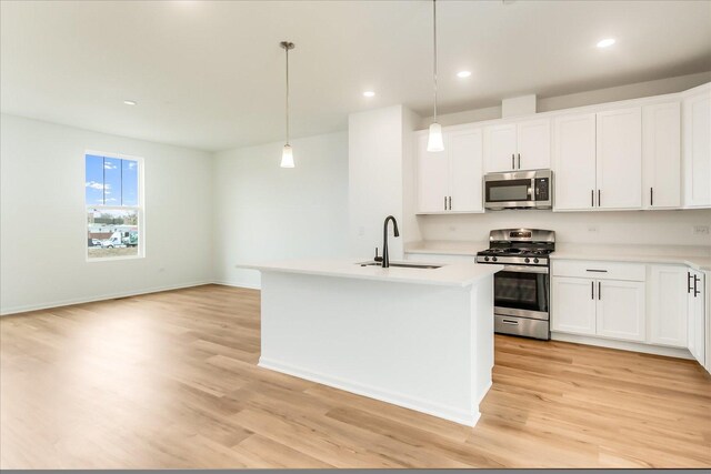 1121 Girard Ave, Des Plaines, IL 60018 - kitchen featuring stainless steel appliances, a sink, light wood finished floors, light countertops, and recessed lighting