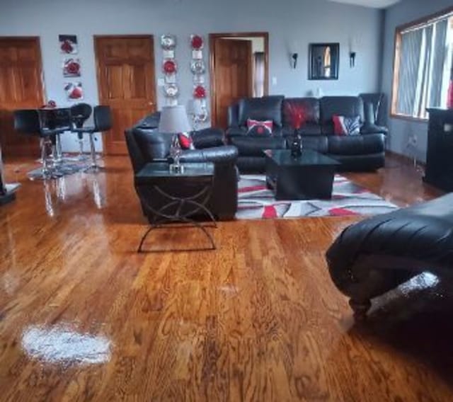 living area with wood finished floors