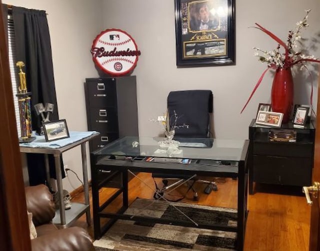 home office featuring wood finished floors