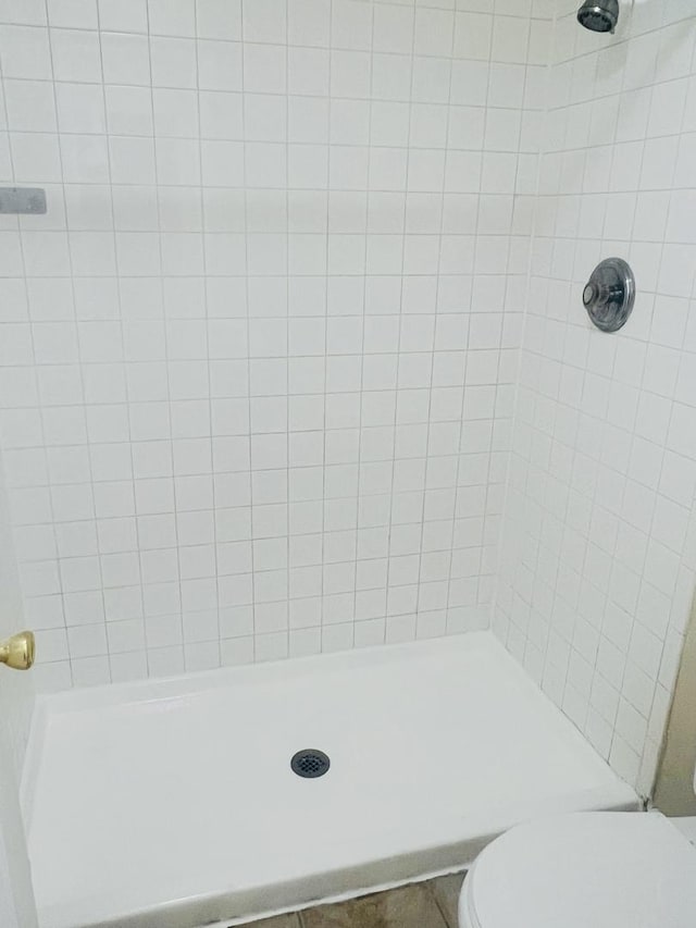 full bath featuring a stall shower and toilet