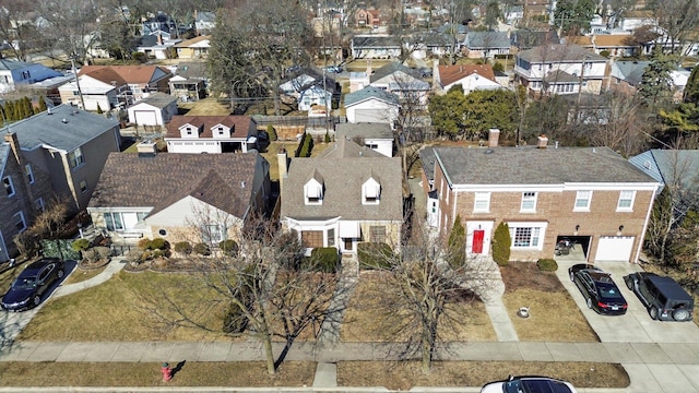 aerial view with a residential view