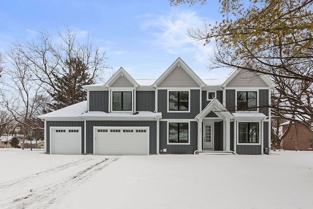 view of front of house featuring board and batten siding and an attached garage