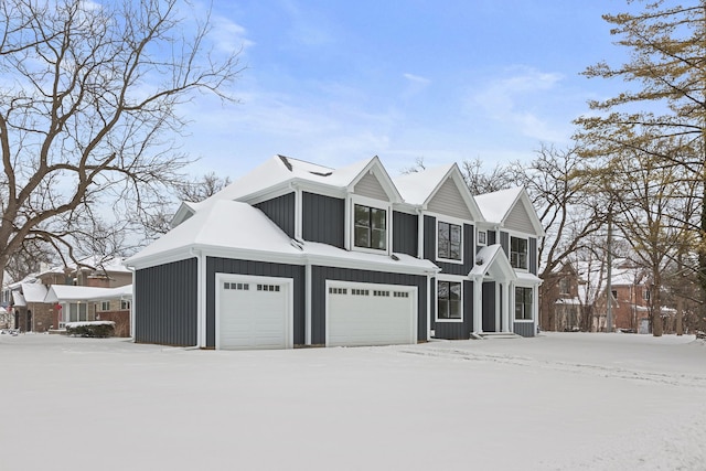 view of front facade featuring a garage and board and batten siding