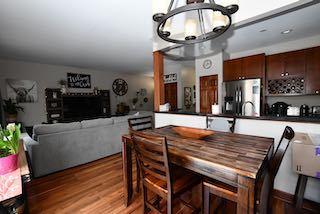 dining space featuring light wood-type flooring