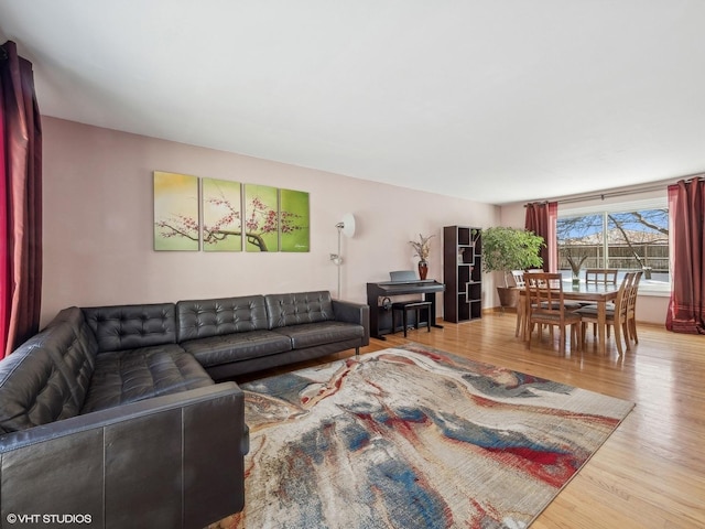 living room with light wood-type flooring