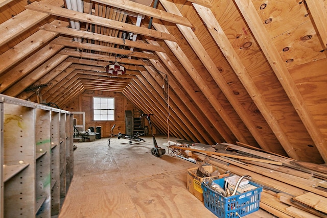 view of unfinished attic