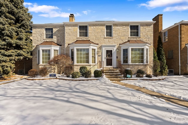 colonial home with a chimney