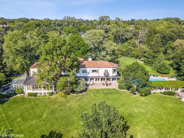 aerial view with a view of trees