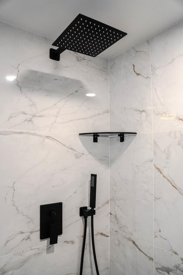 interior details with a marble finish shower