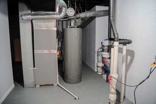 utilities with gas water heater and heating unit