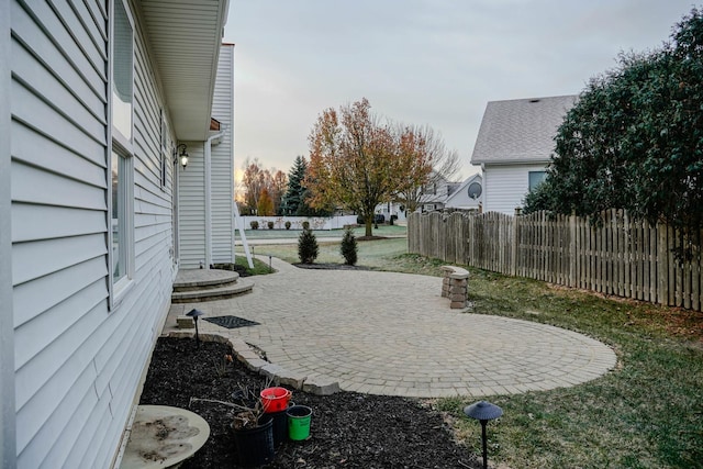 view of yard with a patio area and fence