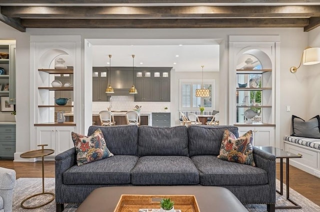 living area with dark wood finished floors