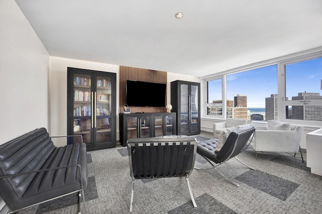 view of carpeted living area