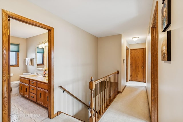 7821 Teton Rd, Orland Park, IL 60462 - hall featuring an upstairs landing and a sink