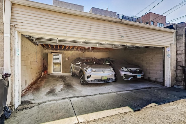 view of garage