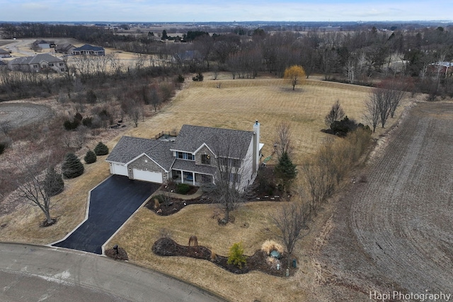 bird's eye view with a rural view