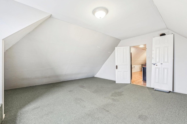 additional living space with lofted ceiling and carpet floors