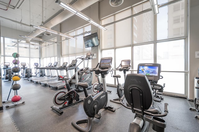 workout area with visible vents
