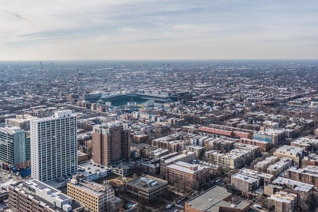 drone / aerial view with a city view