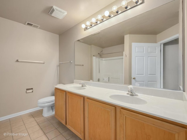 full bathroom featuring toilet, visible vents, and a sink