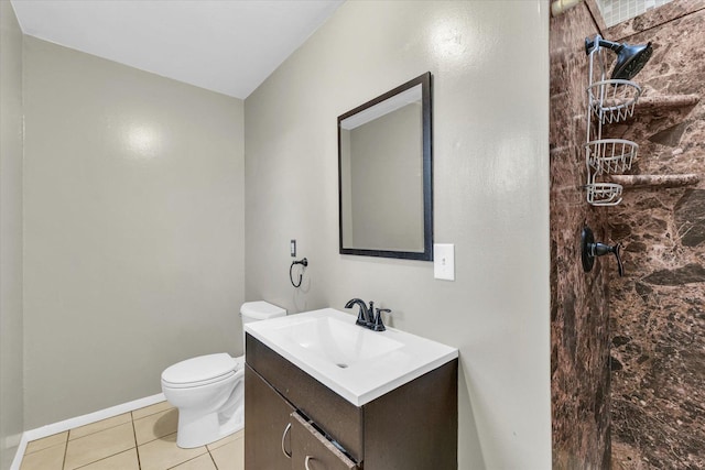 1695 Willowdale Dr, Saint Joseph, IL 61873 - bathroom featuring baseboards, toilet, tile patterned flooring, walk in shower, and vanity