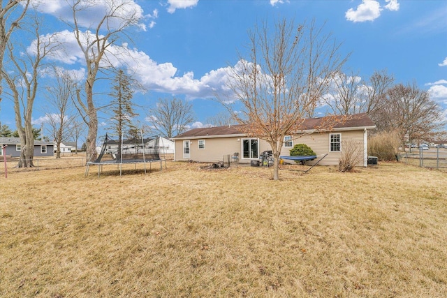 1695 Willowdale Dr, Saint Joseph, IL 61873 - back of property featuring a trampoline, a yard, and fence