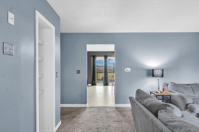 1695 Willowdale Dr, Saint Joseph, IL 61873 - carpeted living room with built in shelves and baseboards