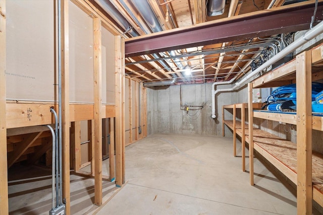 view of unfinished basement