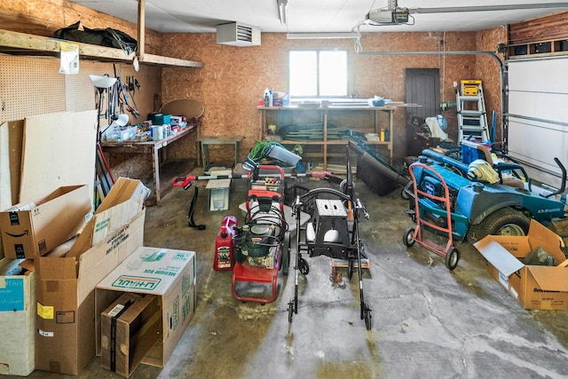 garage with a garage door opener