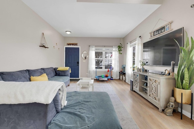 living room with light wood-type flooring