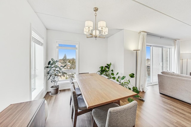 dining room with a chandelier and wood finished floors