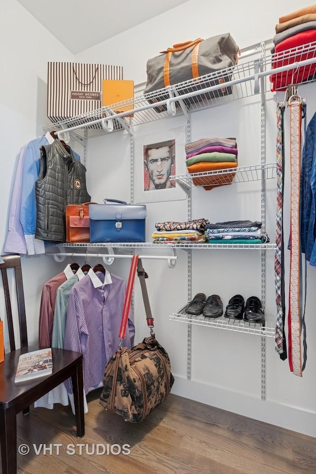 spacious closet with wood finished floors