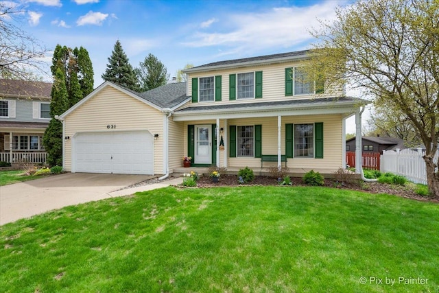 631 Alice Ct, Elgin, IL 60123 - view of front of house featuring a porch, an attached garage, and concrete driveway