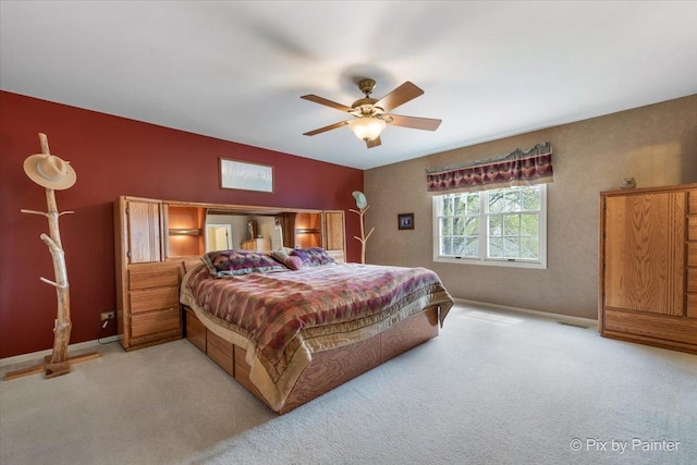 631 Alice Ct, Elgin, IL 60123 - bedroom featuring light carpet, baseboards, and ceiling fan