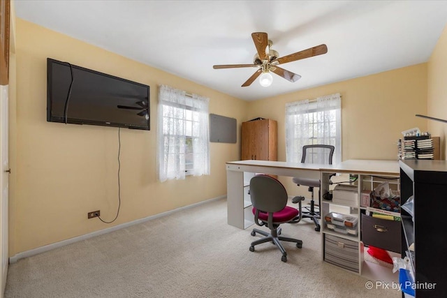 631 Alice Ct, Elgin, IL 60123 - home office with carpet flooring, ceiling fan, and baseboards