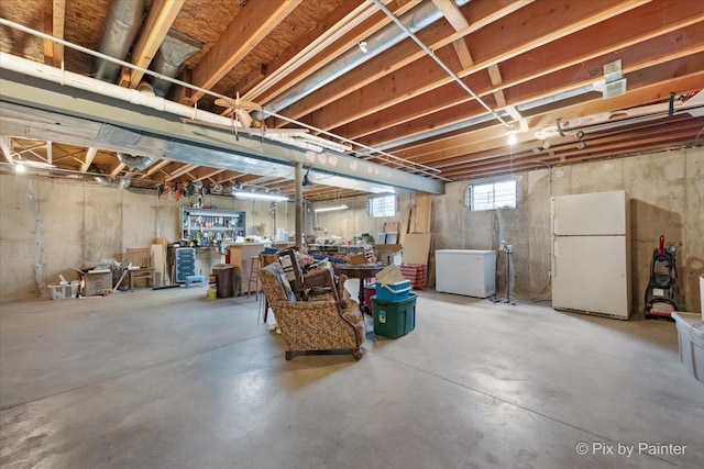 631 Alice Ct, Elgin, IL 60123 - basement with freestanding refrigerator and refrigerator