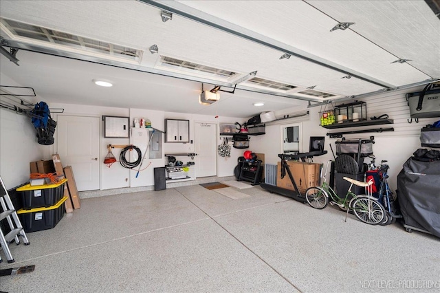 garage with a garage door opener