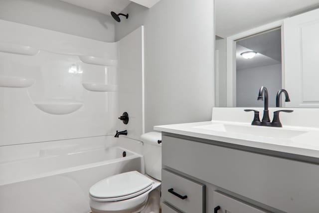 full bathroom with toilet, shower / bathtub combination, and vanity