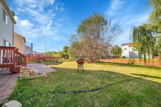 view of yard featuring a patio area and a fenced backyard