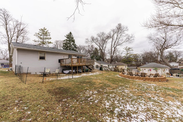 view of yard with a deck