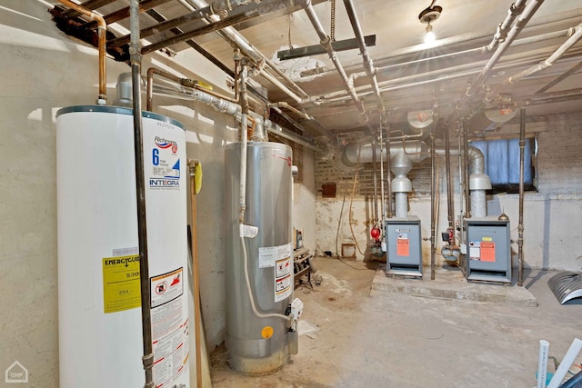 utility room featuring water heater