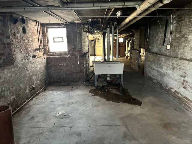 basement featuring a sink