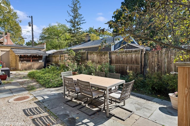 view of patio / terrace featuring outdoor dining area and a fenced backyard