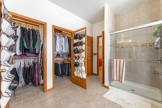 interior space featuring light tile patterned floors