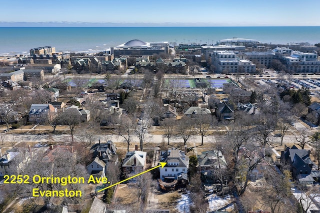 2252 Orrington Ave, Evanston, IL 60201 - bird's eye view with a water view