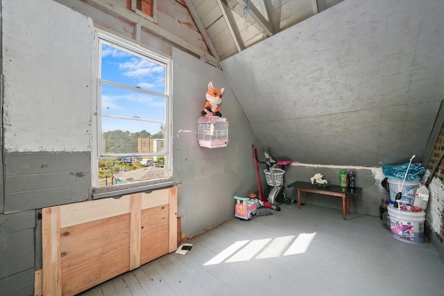 additional living space featuring lofted ceiling