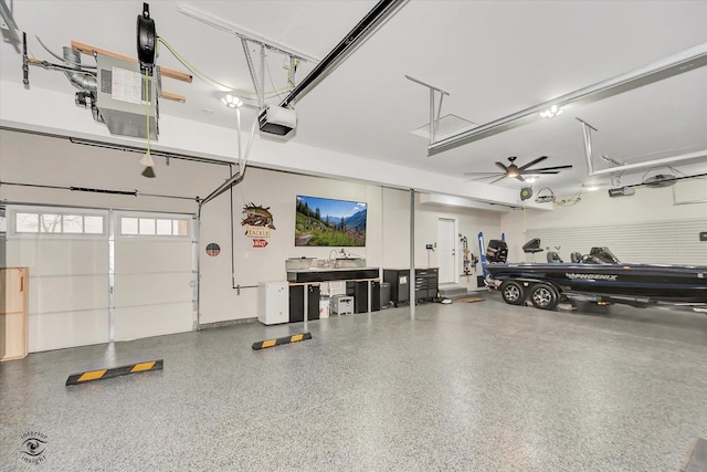 garage with a garage door opener