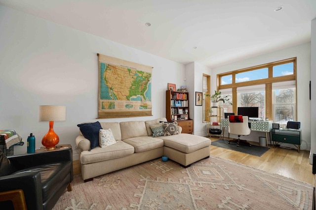 living area with wood finished floors